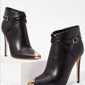 High Heel Bootie Size 8.5 Black with Gold Detail